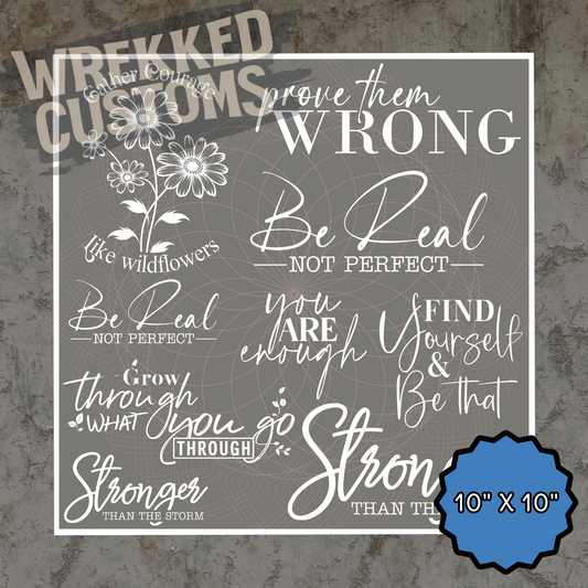 Saying Sheet #3 - White Words (10x10)