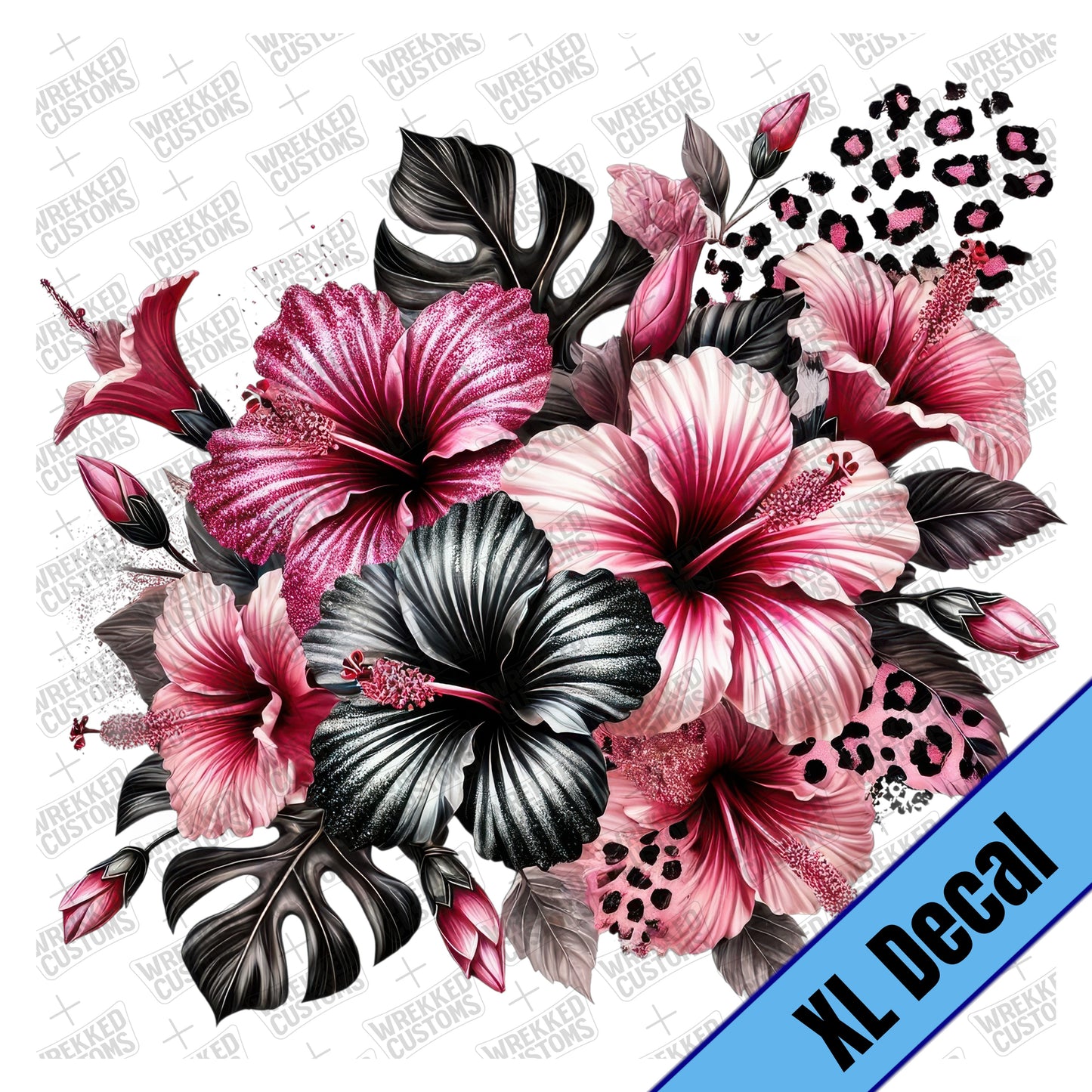 XL Pink & Black Hibiscus