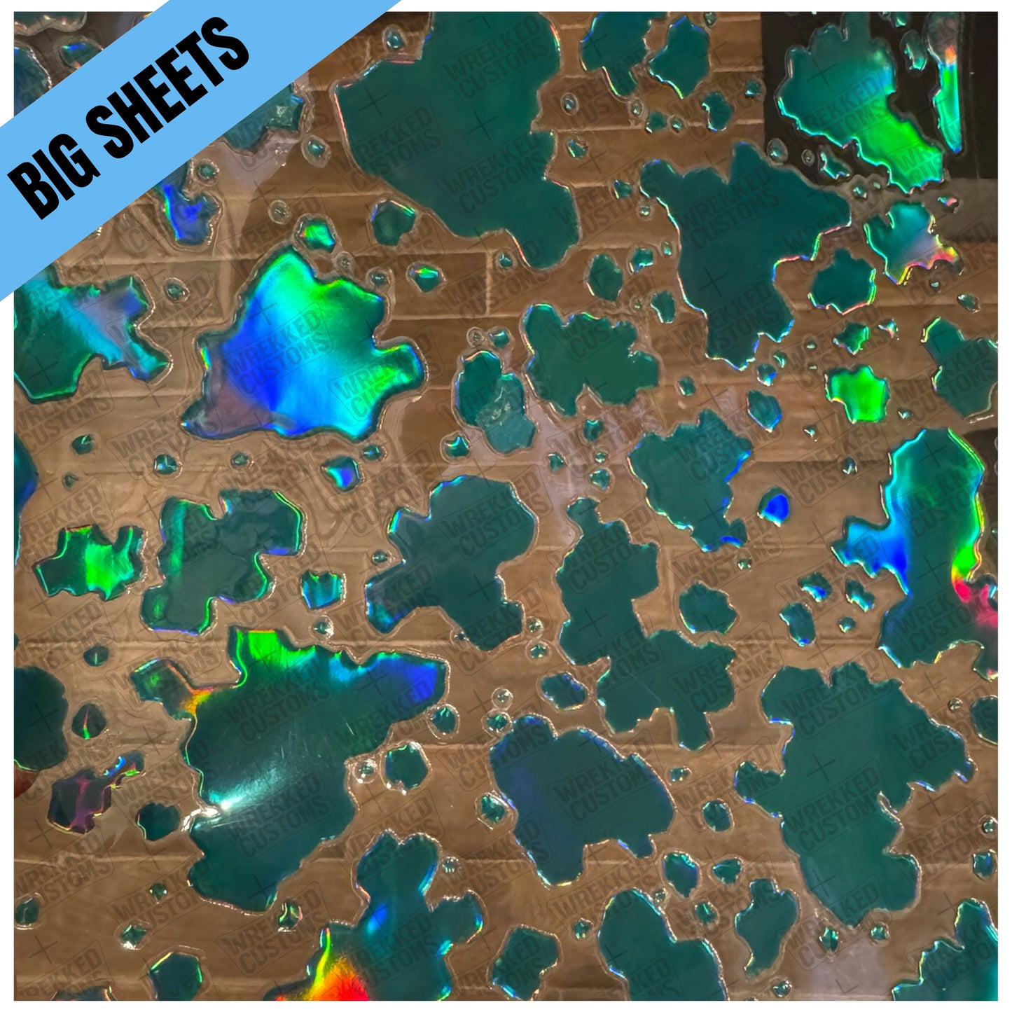 Teal Holographic Cow Print (BS)