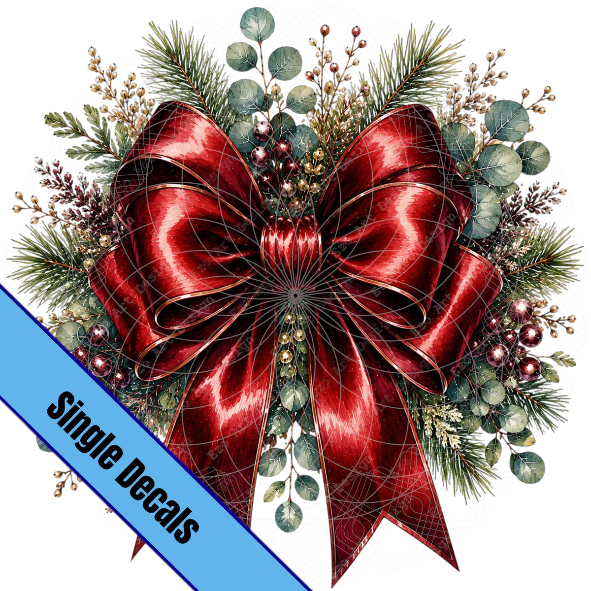 Red Bow Winter Greenery