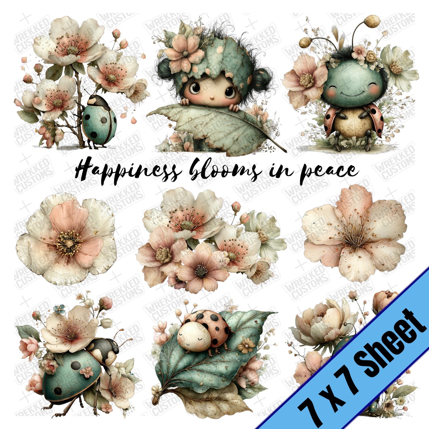 Lady Bugs - Happiness Blooms in Peace (7x7)