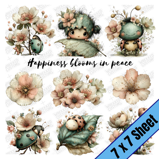Lady Bugs - Happiness Blooms in Peace (7x7)