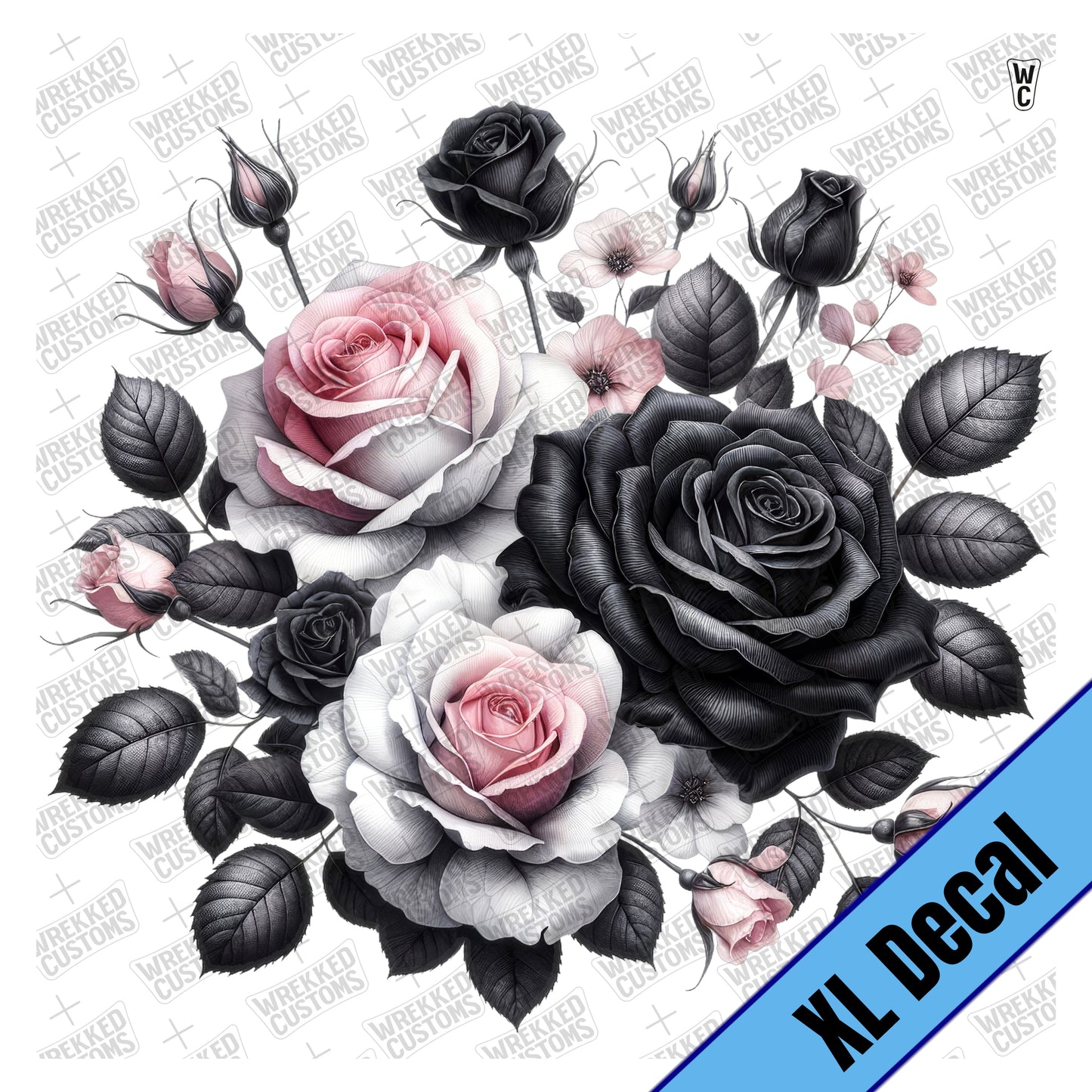 XL Pink & Black Roses