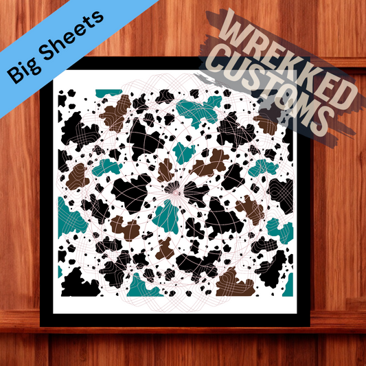 Black, Brown & Teal Cow Print (BS)