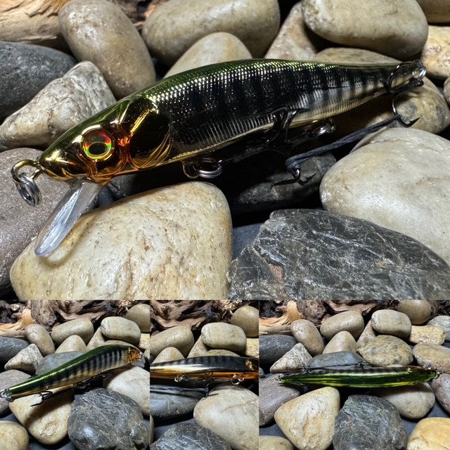 110 Green Back Black Barred Chrome Perch Jerkbait