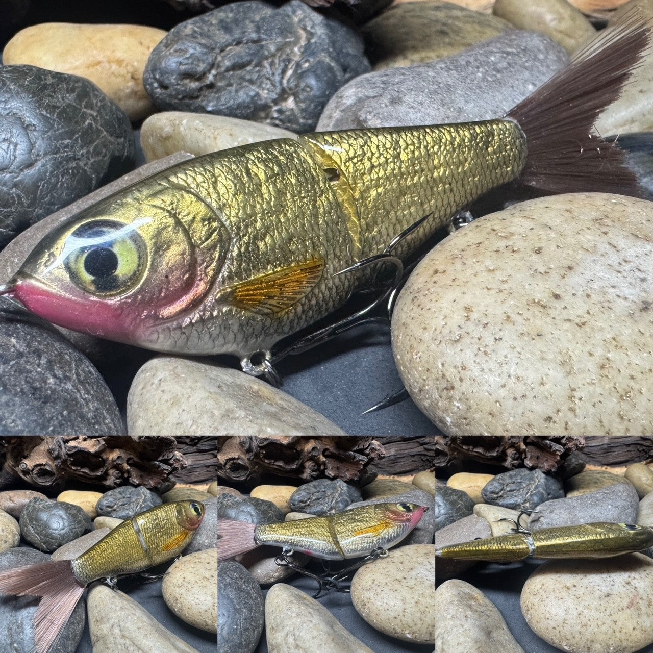 5" Swim Shad Jointed Glide Bait Gold Shiner