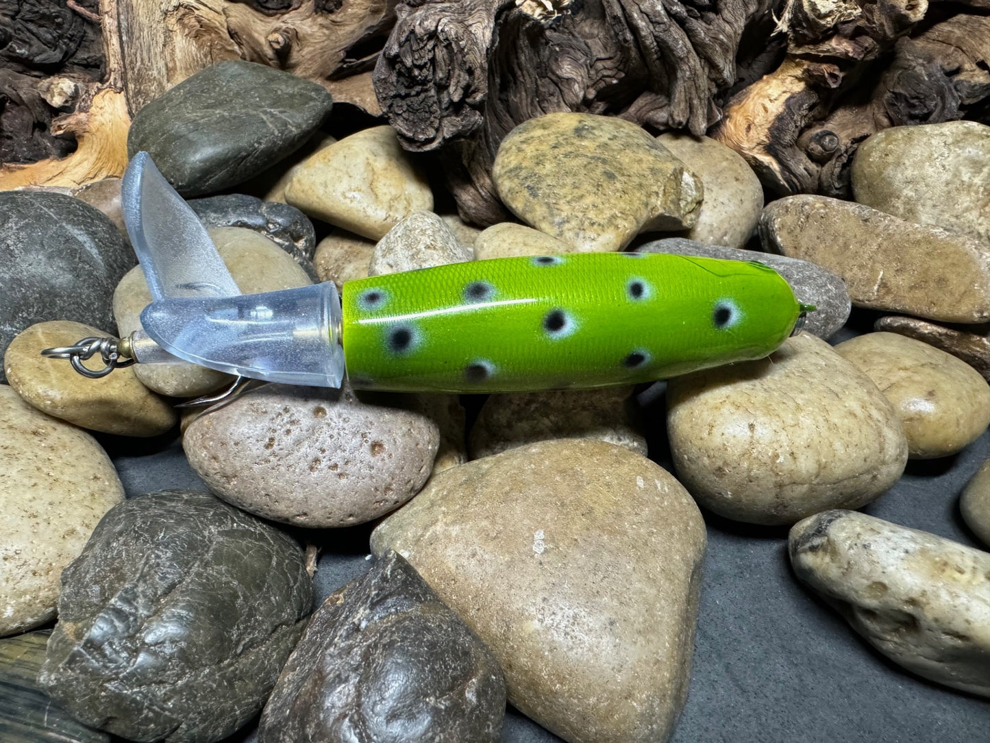 130mm Green Plopper Frog (Large Black Dot Pattern)