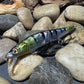 110 Black Perch Foil Sides with Silver Stomach and Downward Facing Eye Jerkbait