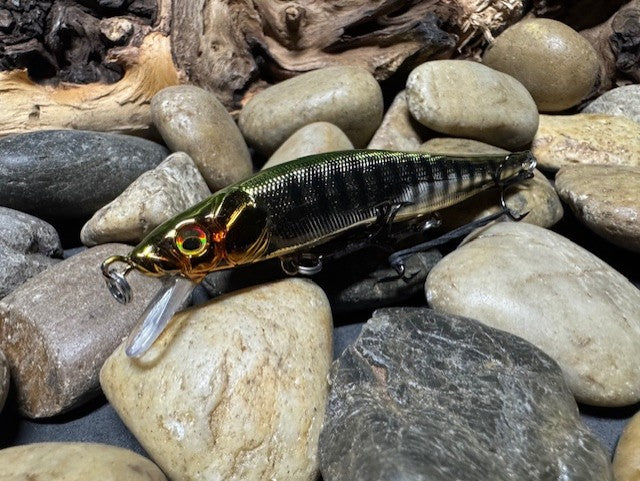 110 Green Back Black Barred Chrome Perch Jerkbait