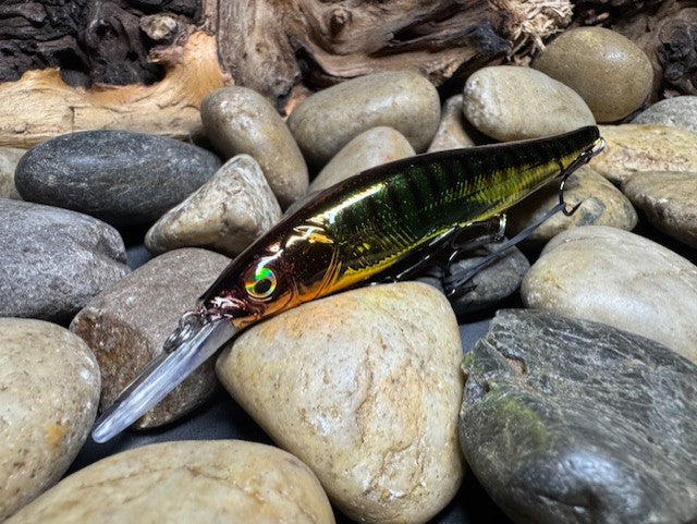 110+1 Green Sided Brown Barred Chrome Perch Jerkbait