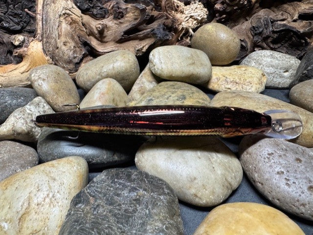 110+1 Green Sided Brown Barred Chrome Perch Jerkbait