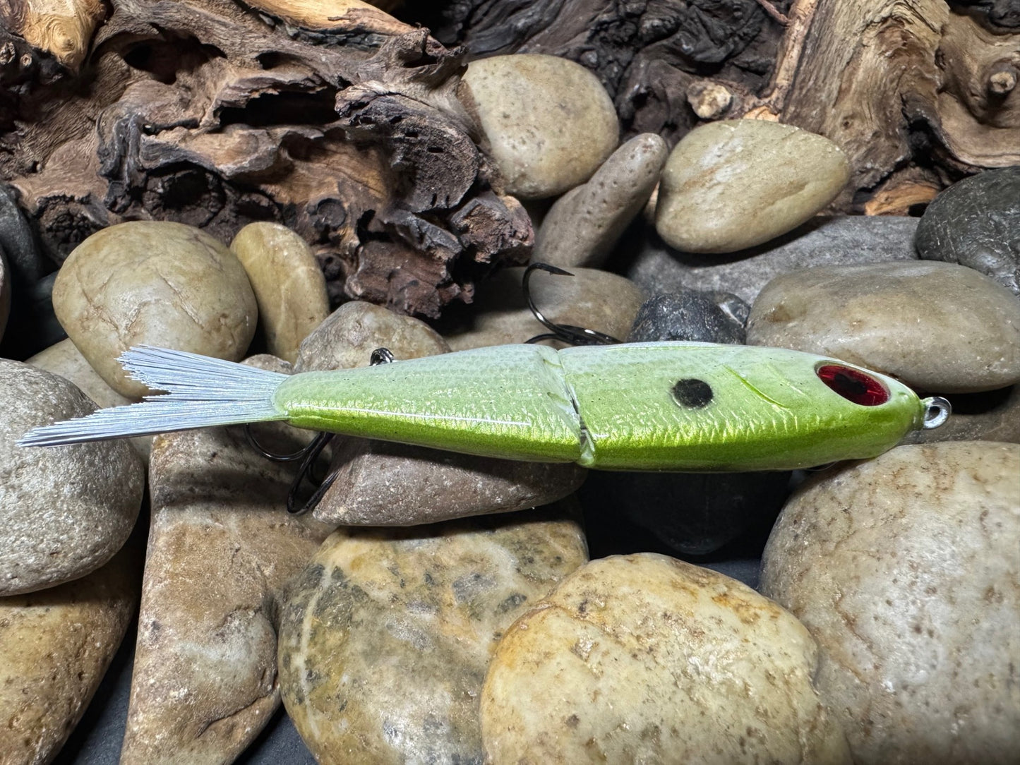 Swim Shad Jointed Glide Bait  Pearl Chrome Green Pattern
