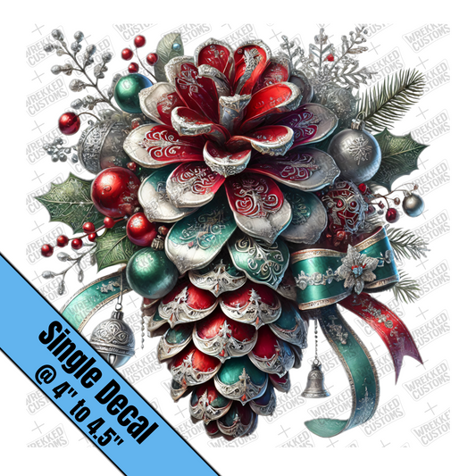 Red, Green & Silver Pinecone